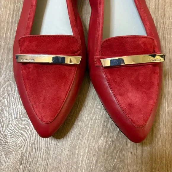 CALVIN KLEIN Red Belicia Loafers Flats Sz 9 Shoes Preppy Classic Ruby Slippers​​ - Picture 6 of 10